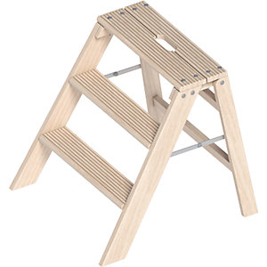 Holzstufentritt, Tragfähigkeit 150 kg, 3 Stufen.