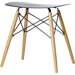 Hocker SKOLL, Beine Massivholz Buche, Sitzfläche schwarz.