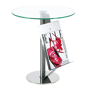 Beistelltisch mit Zeitungshalter, HxØ 550 x 495 mm, Glasplatte klar.