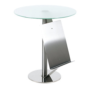 Beistelltisch mit Zeitungshalter, HxØ 550 x 495 mm, Glasplatte satiniert.