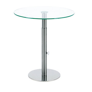 Beistelltisch, höhenverstellbar, Ø 495 mm, Höhe 485 - 650 mm, Glasplatte klar.