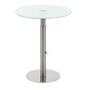 Beistelltisch, höhenverstellbar, Ø 495 mm, Höhe 485 - 650 mm, Glasplatte satiniert.