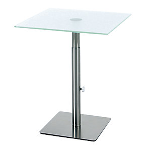 Beistelltisch, höhenverstellbar, BxT 450 x 450 mm, Höhe 485 - 650 mm, Glasplatte satiniert.