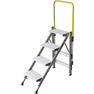 Klapptreppe aus Leichtmetall, mit Sicherheitsbügel, 4 Stufen.