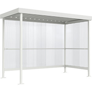 Überdachung, einseitig offen, BxT 2960 x 1580 mm, grauweiß.