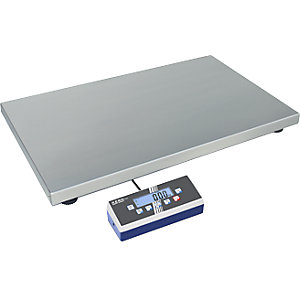 Industriewaage, mit Flip-/Flop-Auswertegerät, Wägebereich bis 150 kg, Ablesbarkeit 20 / 50 g, Wägeplatte 950 x 500 mm.