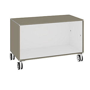 Einzelbox, auf Rollen, Breite 770 mm, beigegrau / reinweiß.