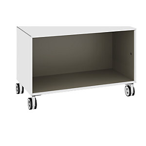 Einzelbox, auf Rollen, Breite 770 mm, reinweiß / beigegrau.