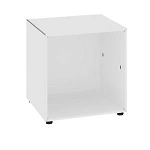Einzelbox, auf Stellgleitern, Breite 385 mm, reinweiß.