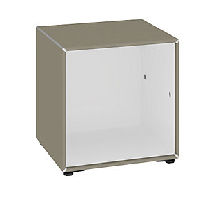 Einzelbox, auf Stellgleitern, Breite 385 mm, beigegrau / reinweiß.