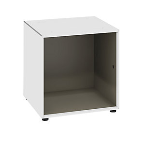 Einzelbox, auf Stellgleitern, Breite 385 mm, reinweiß / beigegrau.