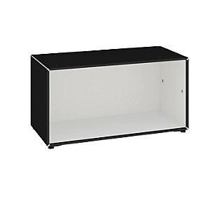 Einzelbox, auf Stellgleitern, Breite 770 mm, tiefschwarz / signalweiß.