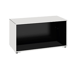 Einzelbox, auf Stellgleitern, Breite 770 mm, signalweiß / tiefschwarz.