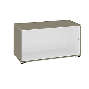 Einzelbox, auf Stellgleitern, Breite 770 mm, beigegrau / reinweiß.
