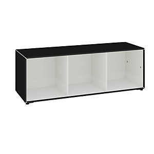 Einzelbox, auf Stellgleitern, Breite 1155 mm, tiefschwarz / signalweiß.