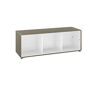 Einzelbox, auf Stellgleitern, Breite 1155 mm, beigegrau / reinweiß.