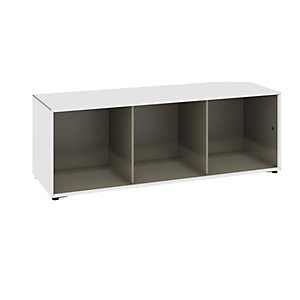 Einzelbox, auf Stellgleitern, Breite 1155 mm, reinweiß / beigegrau.