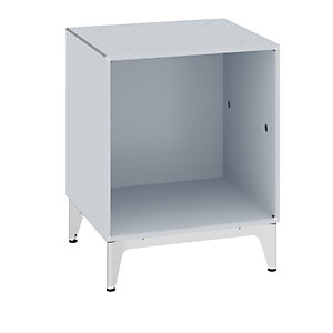 Einzelbox, auf Fußgestell, Breite 385 mm, weißaluminium.