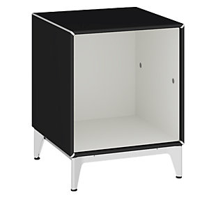 Einzelbox, auf Fußgestell, Breite 385 mm, tiefschwarz / signalweiß.