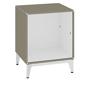 Einzelbox, auf Fußgestell, Breite 385 mm, beigegrau / reinweiß.