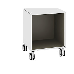 Einzelbox, auf Rollen, Breite 385 mm, reinweiß / beigegrau.