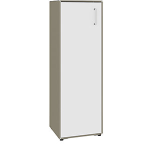 Flügeltürenschrank, 1 Tür, Anschlag links, 3 Fächer, beigegrau / reinweiß.