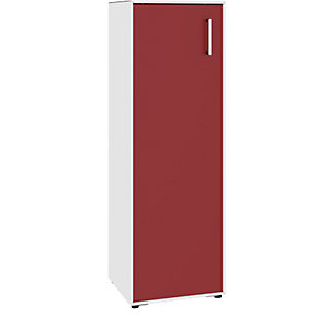Flügeltürenschrank, 1 Tür, Anschlag links, 3 Fächer, reinweiß / rubinrot.