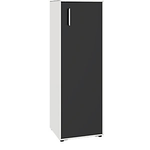 Flügeltürenschrank, 1 Tür, Anschlag rechts, 3 Fächer, signalweiß / tiefschwarz.