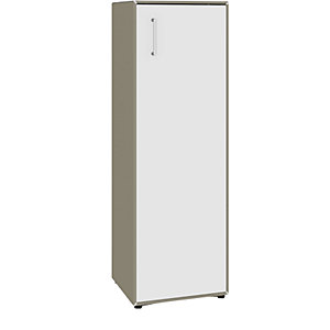 Flügeltürenschrank, 1 Tür, Anschlag rechts, 3 Fächer, beigegrau / reinweiß.
