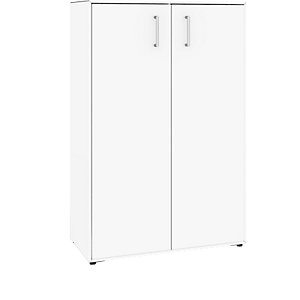 Flügeltürenschrank, 2 Türen, 6 Fächer, Breite 770 mm, reinweiß.