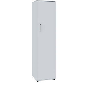 Flügeltürenschrank, 1 Tür, Anschlag rechts, 4 Fächer, weißaluminium.