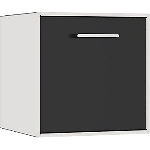 Einzelbox, hängend, 1 Schublade, Breite 385 mm, signalweiß / tiefschwarz.