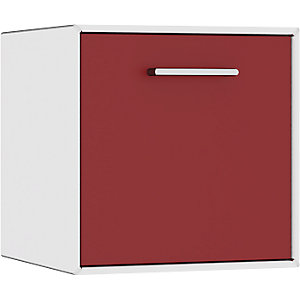 Einzelbox, hängend, 1 Schublade, Breite 385 mm, reinweiß / rubinrot.