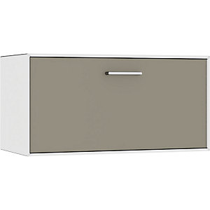 Einzelbox, hängend, 1 Schublade, Breite 770 mm, reinweiß / beigegrau.