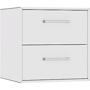 Einzelbox, hängend, 2 Schubladen, Breite 385 mm, reinweiß.