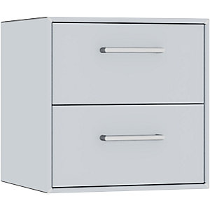 Einzelbox, hängend, 2 Schubladen, Breite 385 mm, weißaluminium.