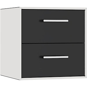 Einzelbox, hängend, 2 Schubladen, Breite 385 mm, signalweiß / tiefschwarz.