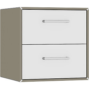 Einzelbox, hängend, 2 Schubladen, Breite 385 mm, beigegrau / reinweiß.
