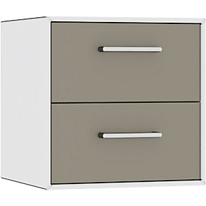 Einzelbox, hängend, 2 Schubladen, Breite 385 mm, reinweiß / beigegrau.