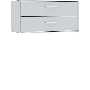 Einzelbox, hängend, 2 Schubladen, Breite 770 mm, weißaluminium.