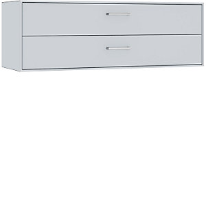 Einzelbox, hängend, 2 Schubladen, Breite 1155 mm, weißaluminium.