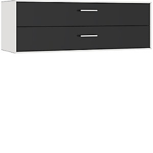 Einzelbox, hängend, 2 Schubladen, Breite 1155 mm, signalweiß / tiefschwarz.