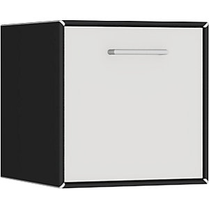 Einzelbox, hängend, 1 Barfachklappe, Breite 385 mm, tiefschwarz / signalweiß.