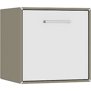 Einzelbox, hängend, 1 Barfachklappe, Breite 385 mm, beigegrau / reinweiß.