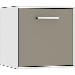Einzelbox, hängend, 1 Barfachklappe, Breite 385 mm, reinweiß / beigegrau.