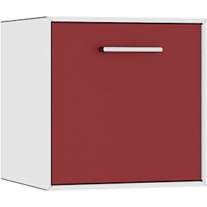Einzelbox, hängend, 1 Barfachklappe, Breite 385 mm, reinweiß / rubinrot.