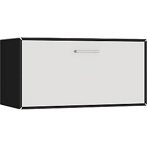 Einzelbox, hängend, 1 Barfachklappe, Breite 770 mm, tiefschwarz / signalweiß.