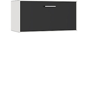 Einzelbox, hängend, 1 Barfachklappe, Breite 770 mm, signalweiß / tiefschwarz.
