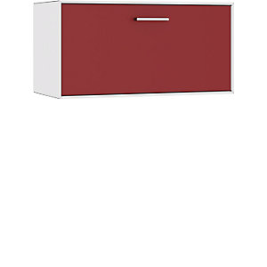 Einzelbox, hängend, 1 Barfachklappe, Breite 770 mm, reinweiß / rubinrot.