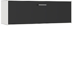 Einzelbox, hängend, 1 Barfachklappe, Breite 1155 mm, signalweiß / tiefschwarz.
